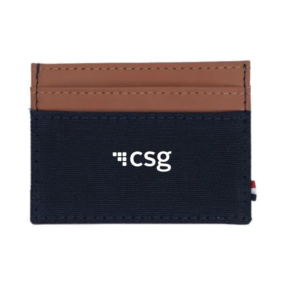 Houston Card Wallet- Navy Blue with Tan